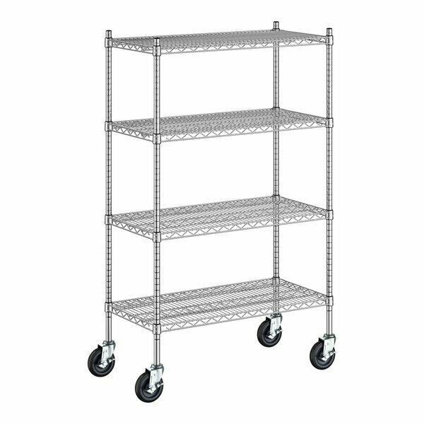 Regency Space Solutions Regency 18'' x 36'' x 60'' NSF Stainless Steel Wire Mobile Shelving Starter Kit with 4 Shelves 460W1836KM54